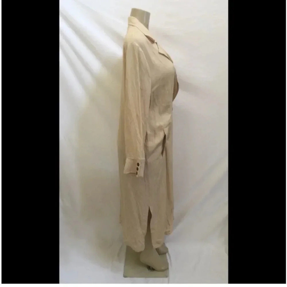 ZARA TRF OUTERWEAR LONG SLEEVE DUSTER TAN/BEIGE SIZE SMALL/ MEDIUM - Picture 4 of 16